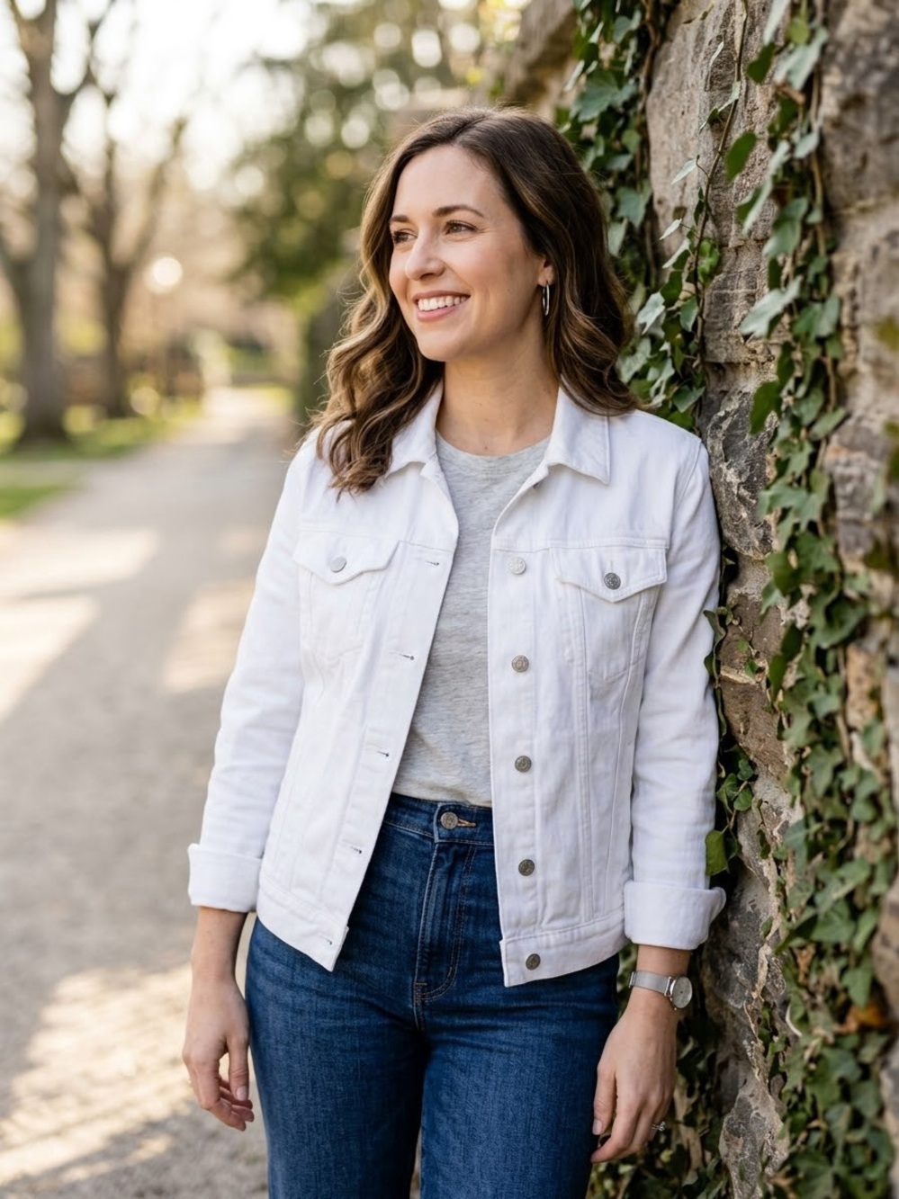 J. Crew White Denim Trucker Jacket